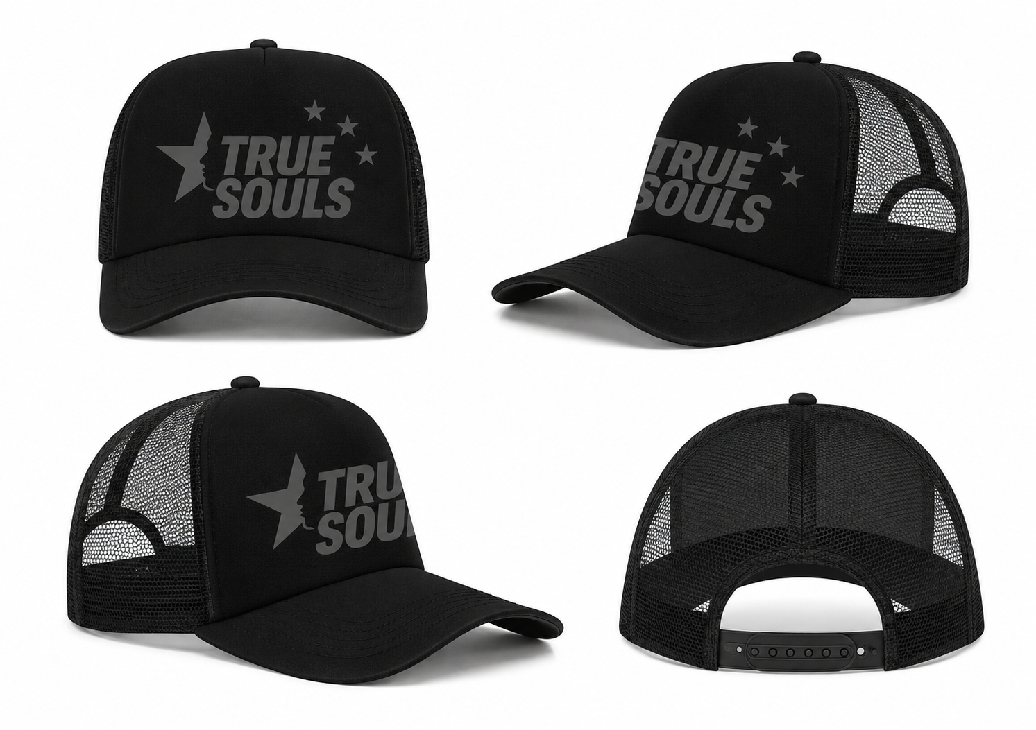 True Souls Signature Trucker Cap – Triple Black
